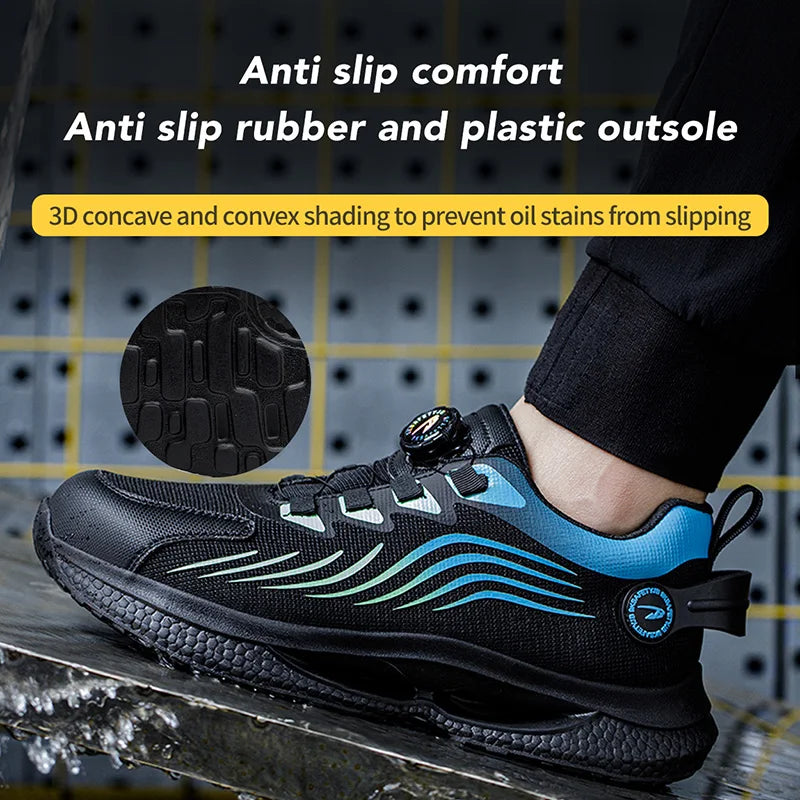 MJYTHF Rotating-Button Steel-Toe Boots