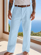 Loose Linen Pleated Casual Trousers