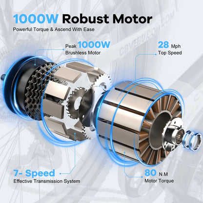 1000W Peak 26" Electric Bike for Adults