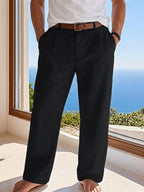 Loose Linen Pleated Casual Trousers