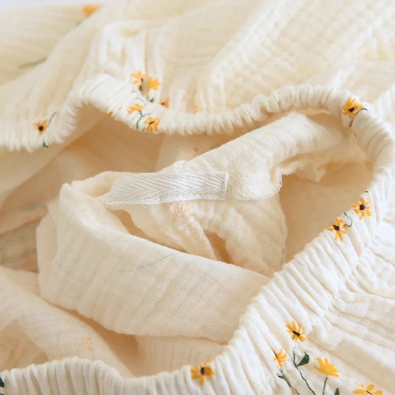 Floral Cotton Kimono Pajama Set