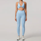 Nylon Solid Long Sleeve Two-Piece Yoga Set
