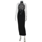 Turtleneck Maxi Patchwork Dresses