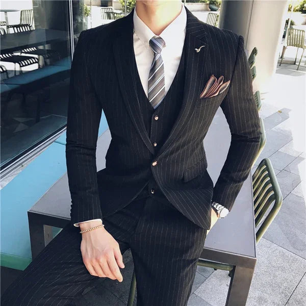 Lattice Plaid Three-Piece Formal Suit