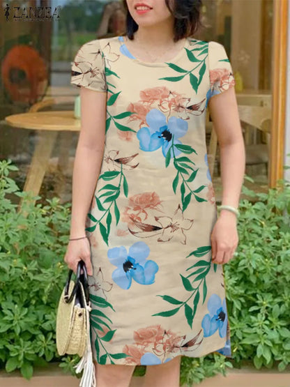 ZANZEA Vintage Floral Bohemian Summer Dress