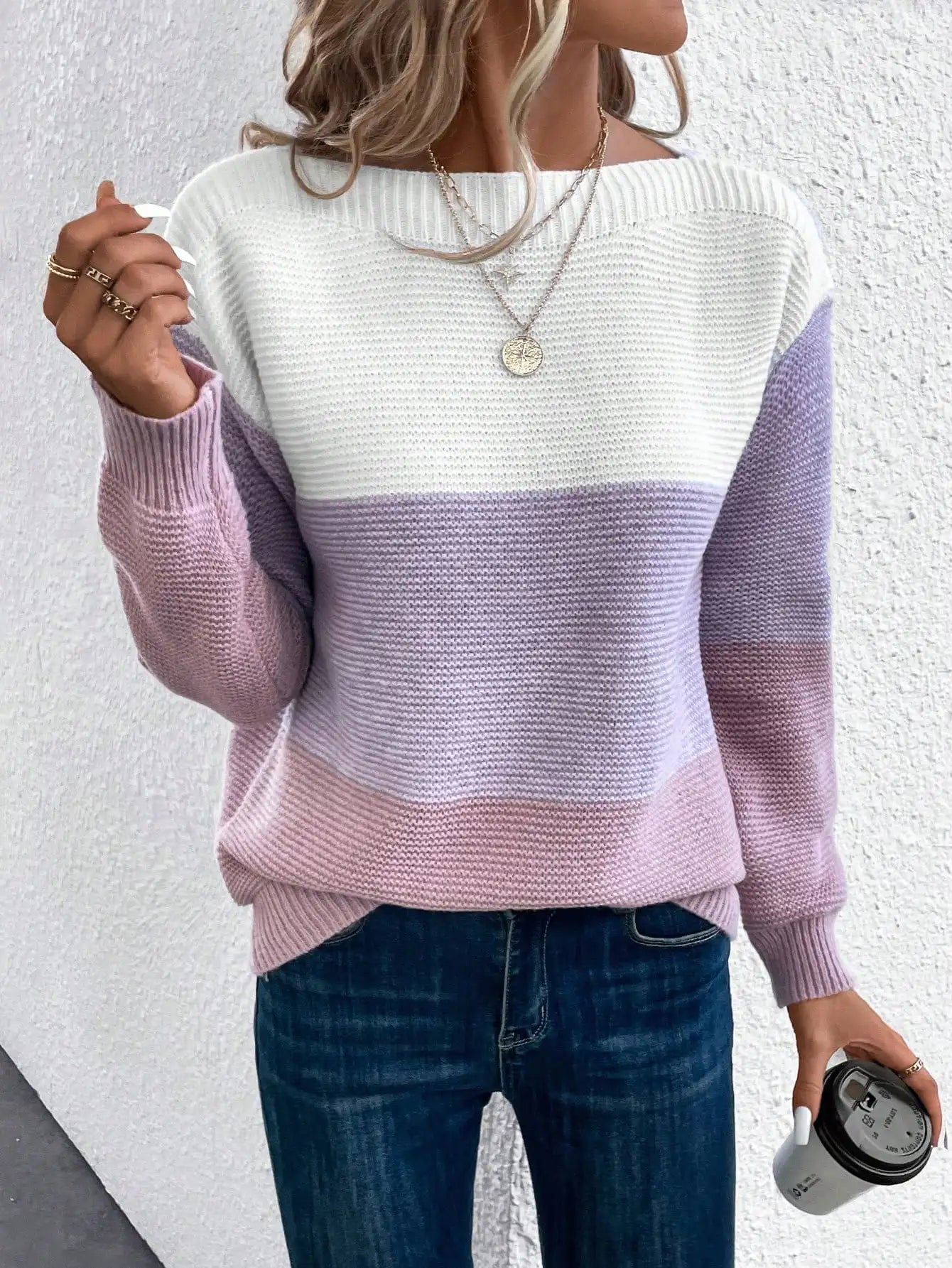 Three-Color Patchwork Sweater