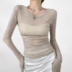 Broadcloth Solid Crew Neck True-To-Size Fit Top