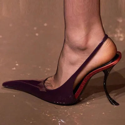 Patent Leather Pointed-Toe Sandals