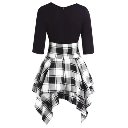 Asymmetrical Plaid Mini Dress