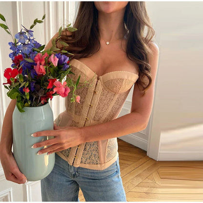 Lace Strapless Backless Corset Top