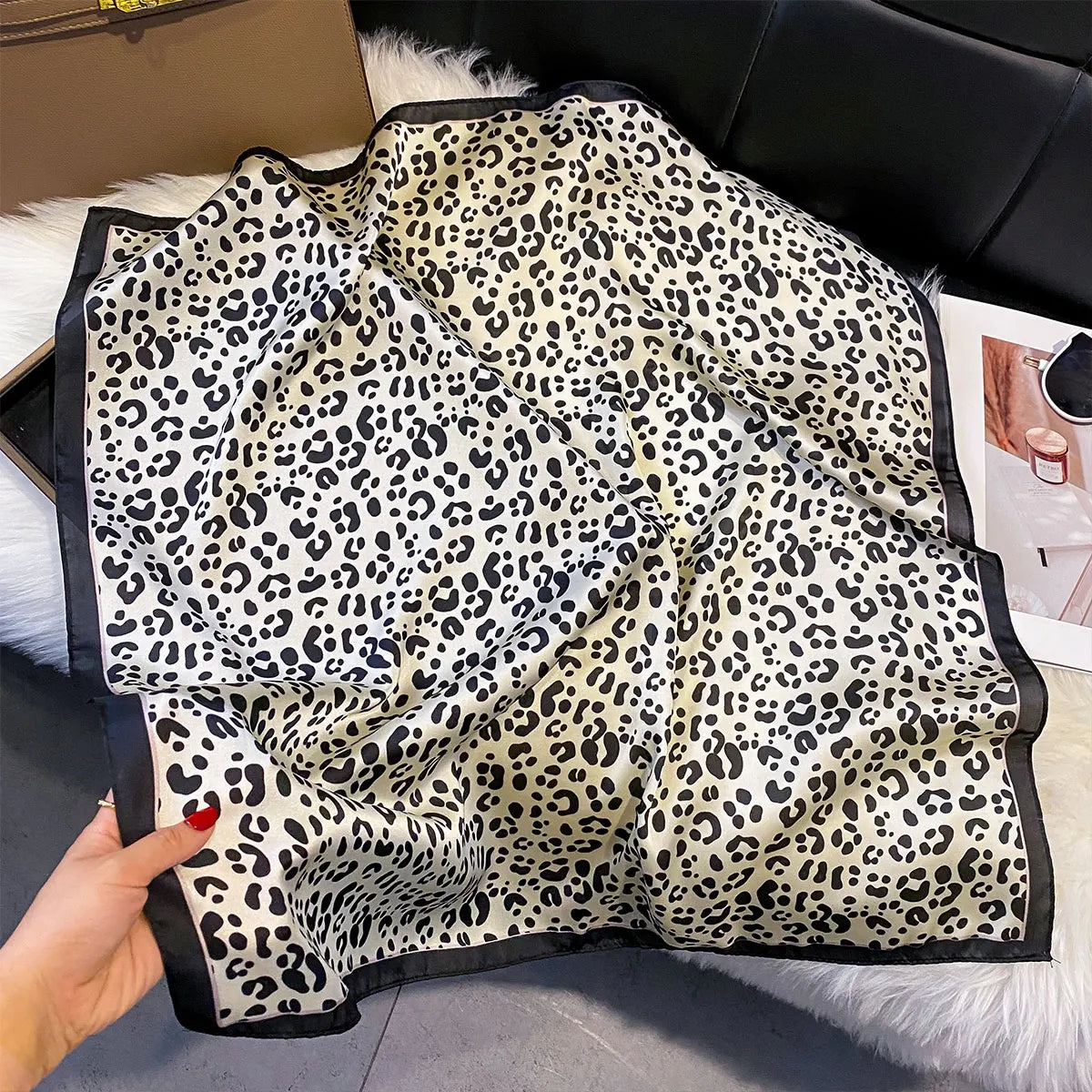 Leopard Square Print Shawl Scarf