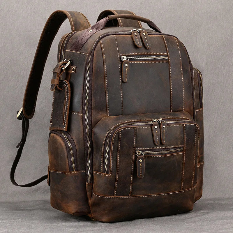 Men’s Retro Leather Travel Backpack