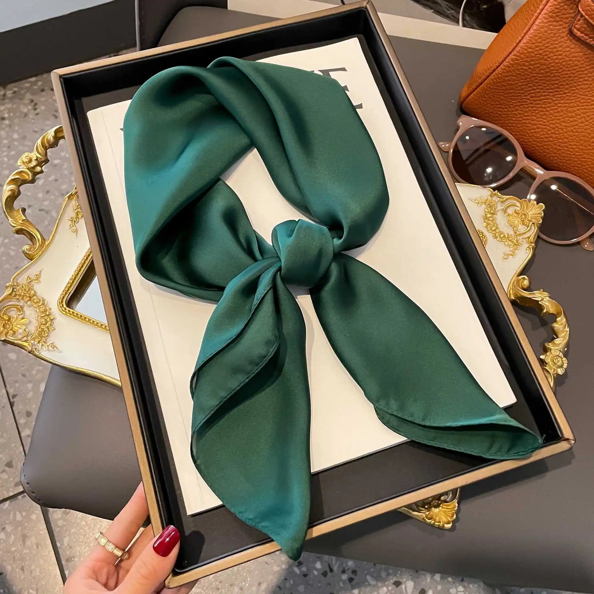 Luxury Silk Plaid Hijab Scarf