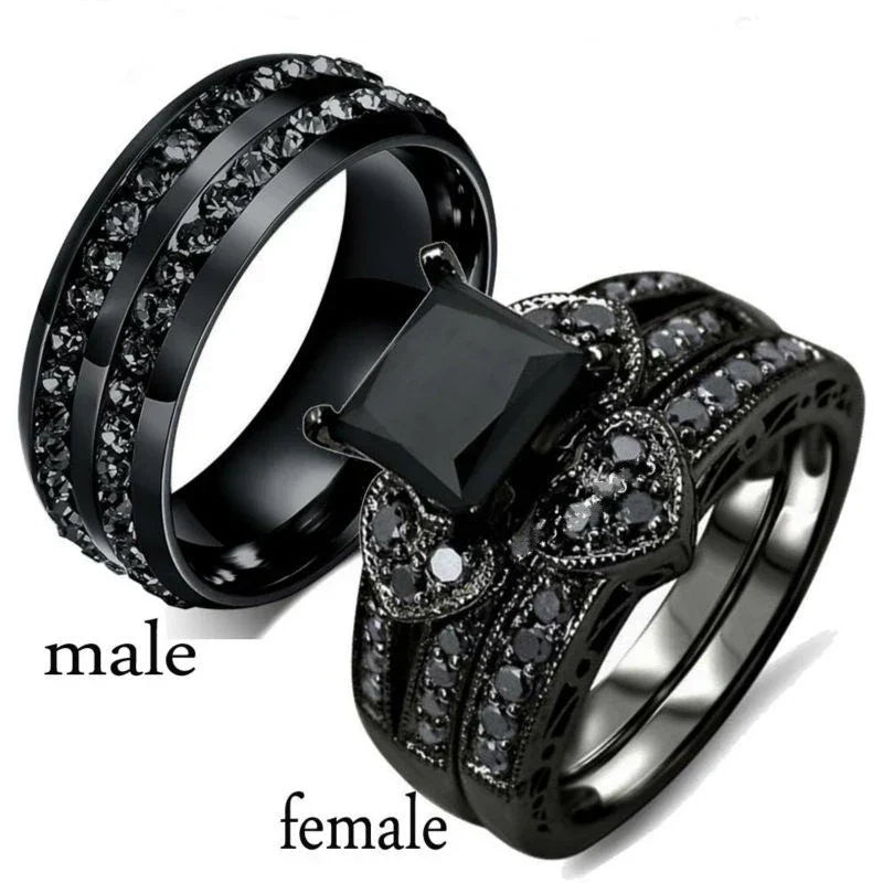 Romantic couple ring set