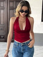 Summer Red Halter Top