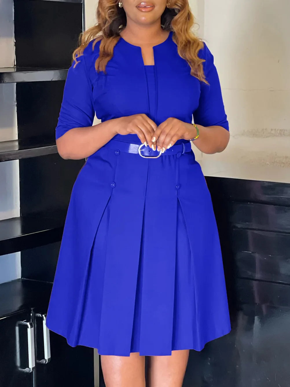 Plus-Size Autumn Midi Dress