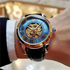 AOKULASIC Skeleton Leather Automatic Watch