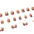 Short Medium fake nails golden