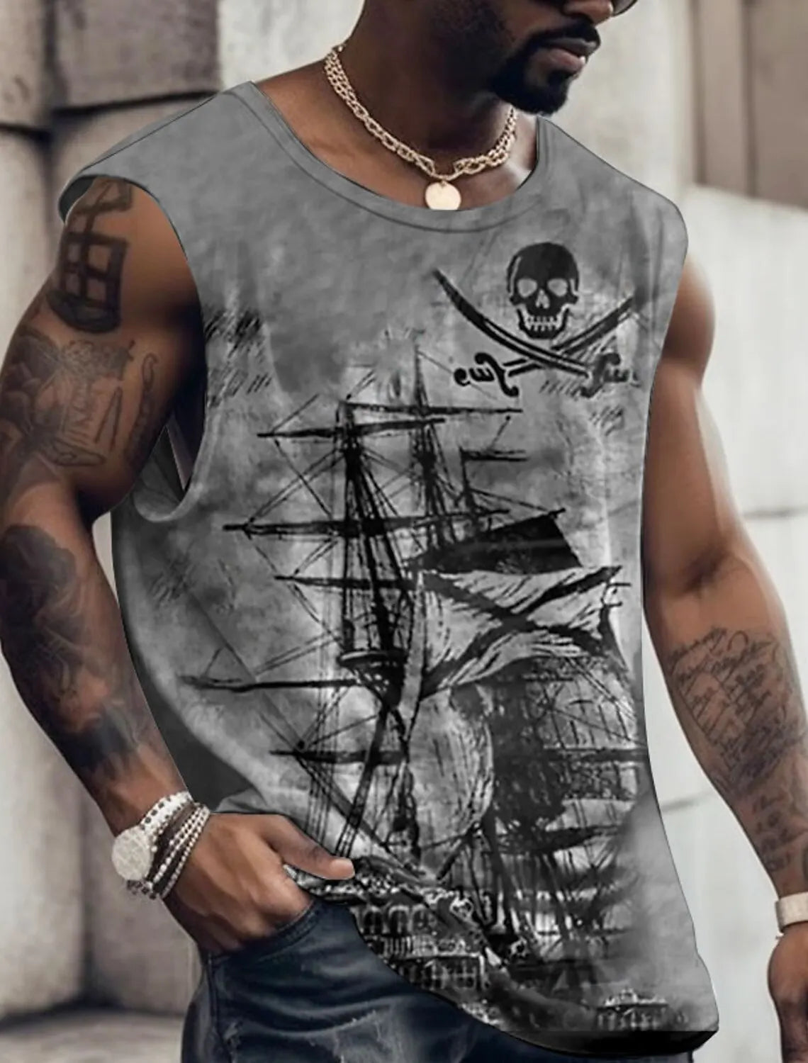 Rudder Graphic Print Tank Top