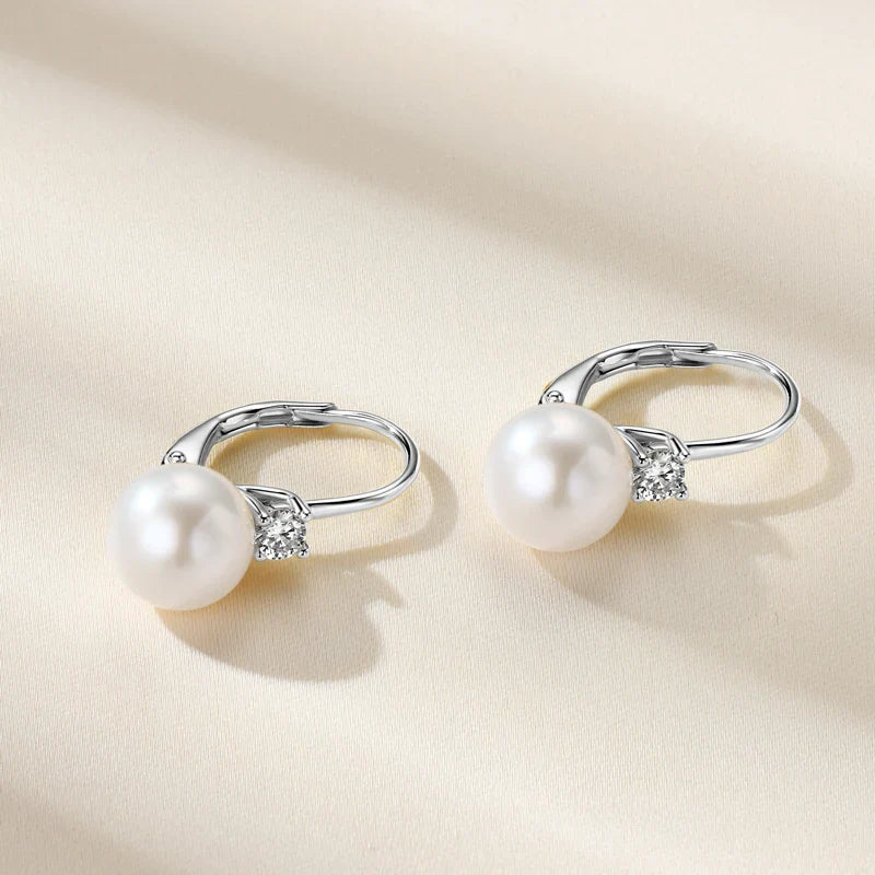 Sterling Silver Pearl Hoop Earrings