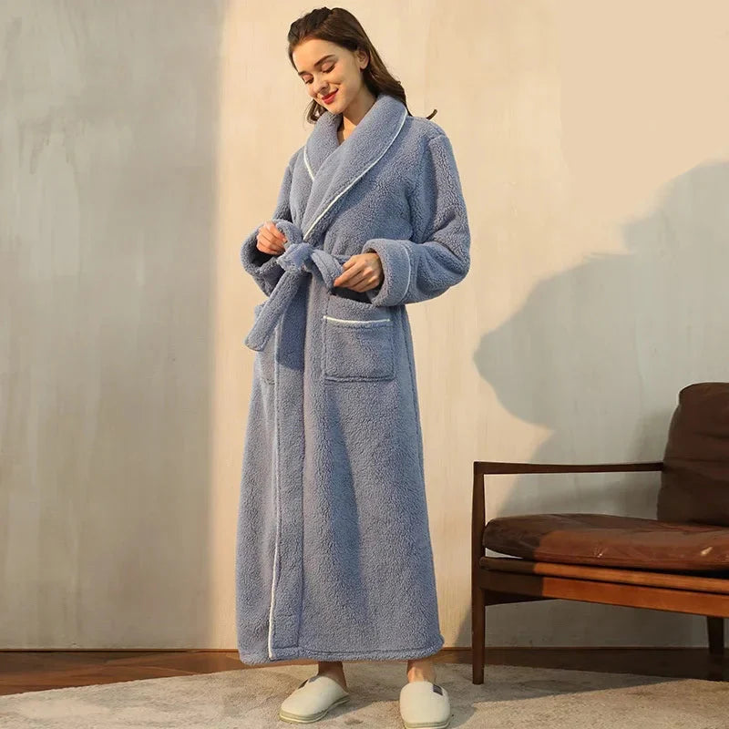 2025 Autumn & Winter Thick Flannel Bathrobe