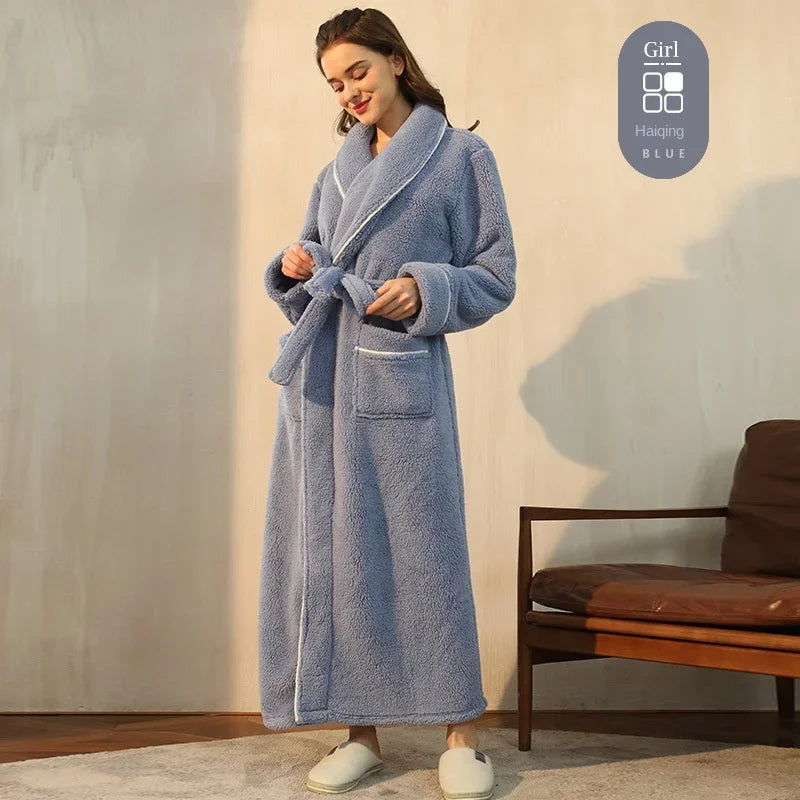 Autumn Winter Thick Cotton Flannel Bathrobe