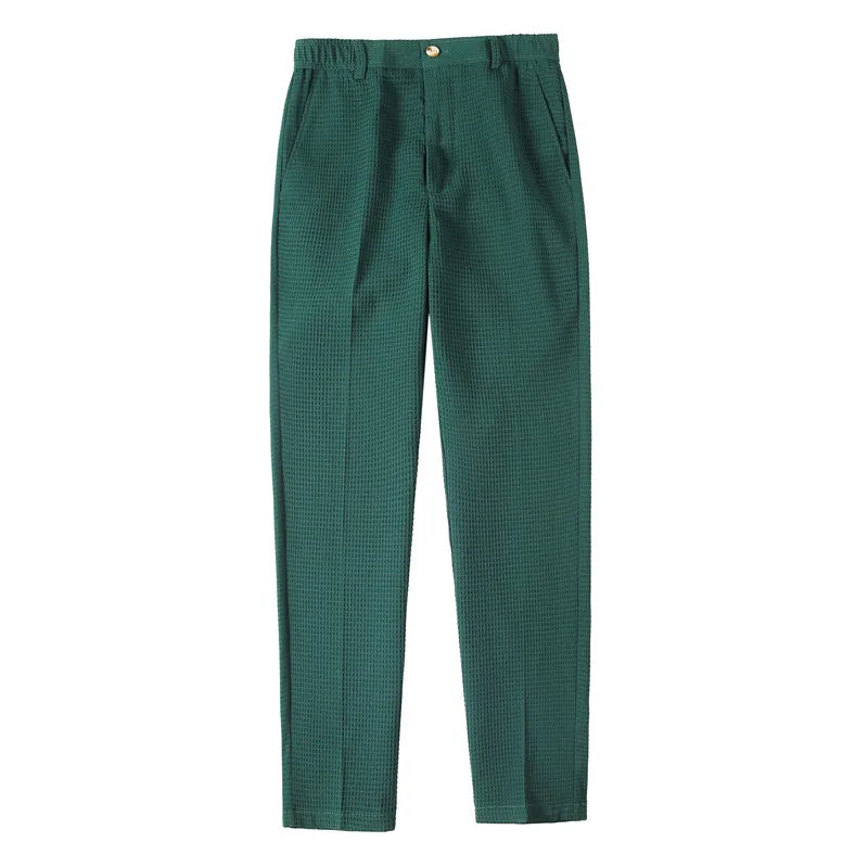 Waffle Stretch Slim Formal Trousers