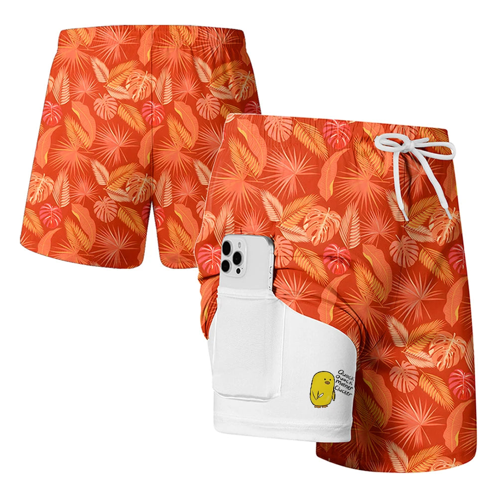 Duck Print Quick-Dry Swim Trunks
