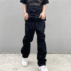 Embroidered Letter Loose Hip-Hop Jeans