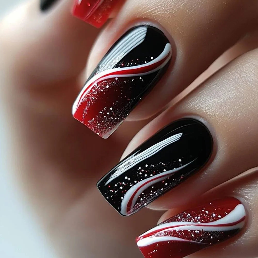 Gothic False Nails Dark Red