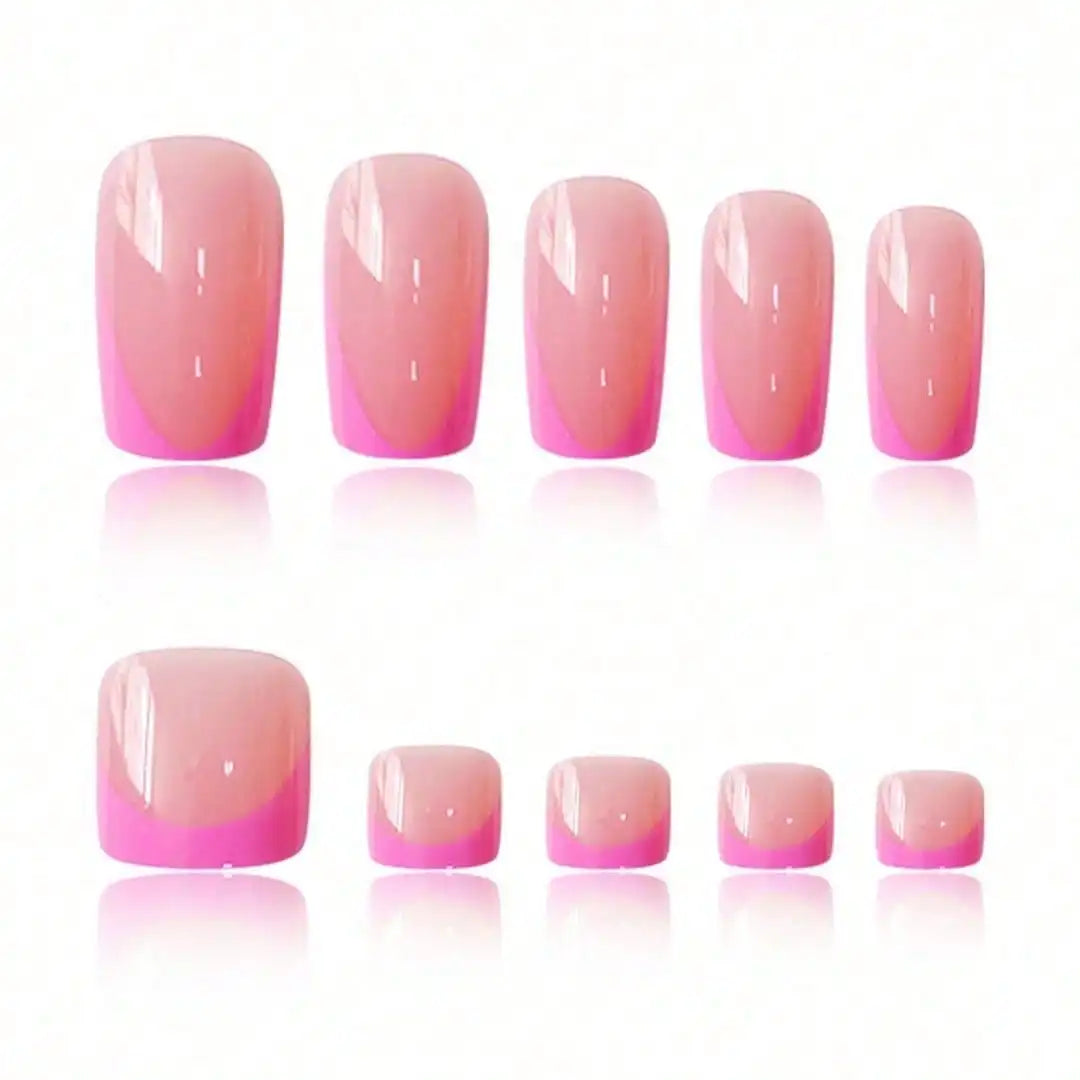 French Pink Square Press Nails