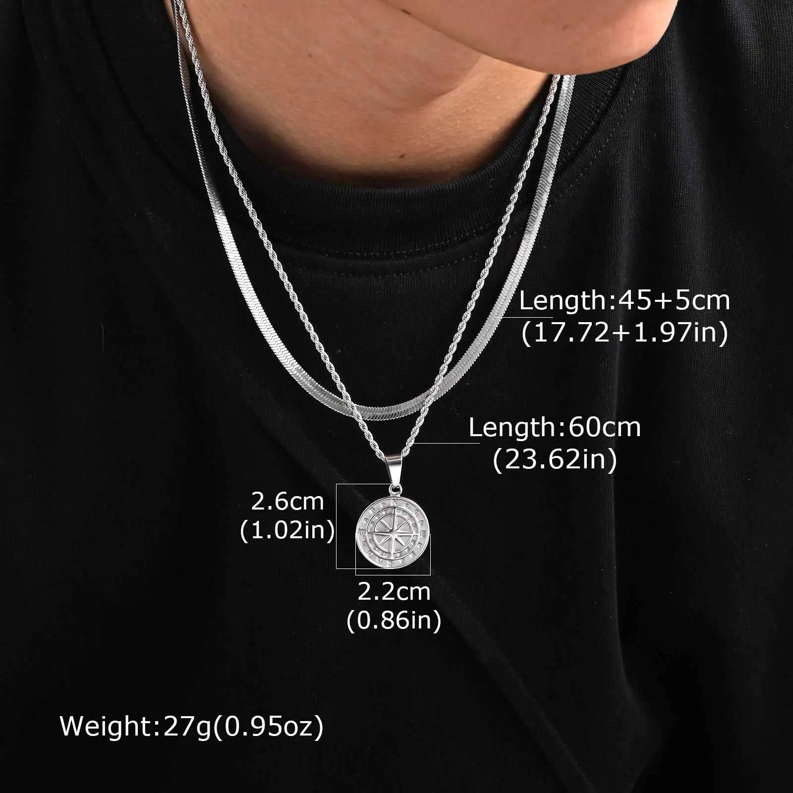 Mprainbow Compass Coin Necklace