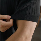 Breathable Striped Polo Shirt