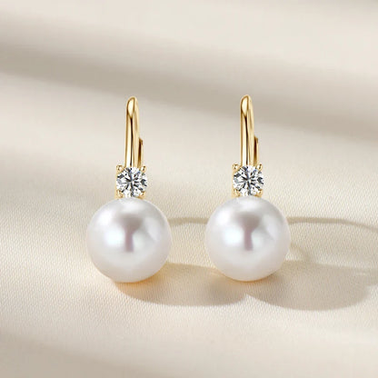 Sterling Silver Pearl Hoop Earrings