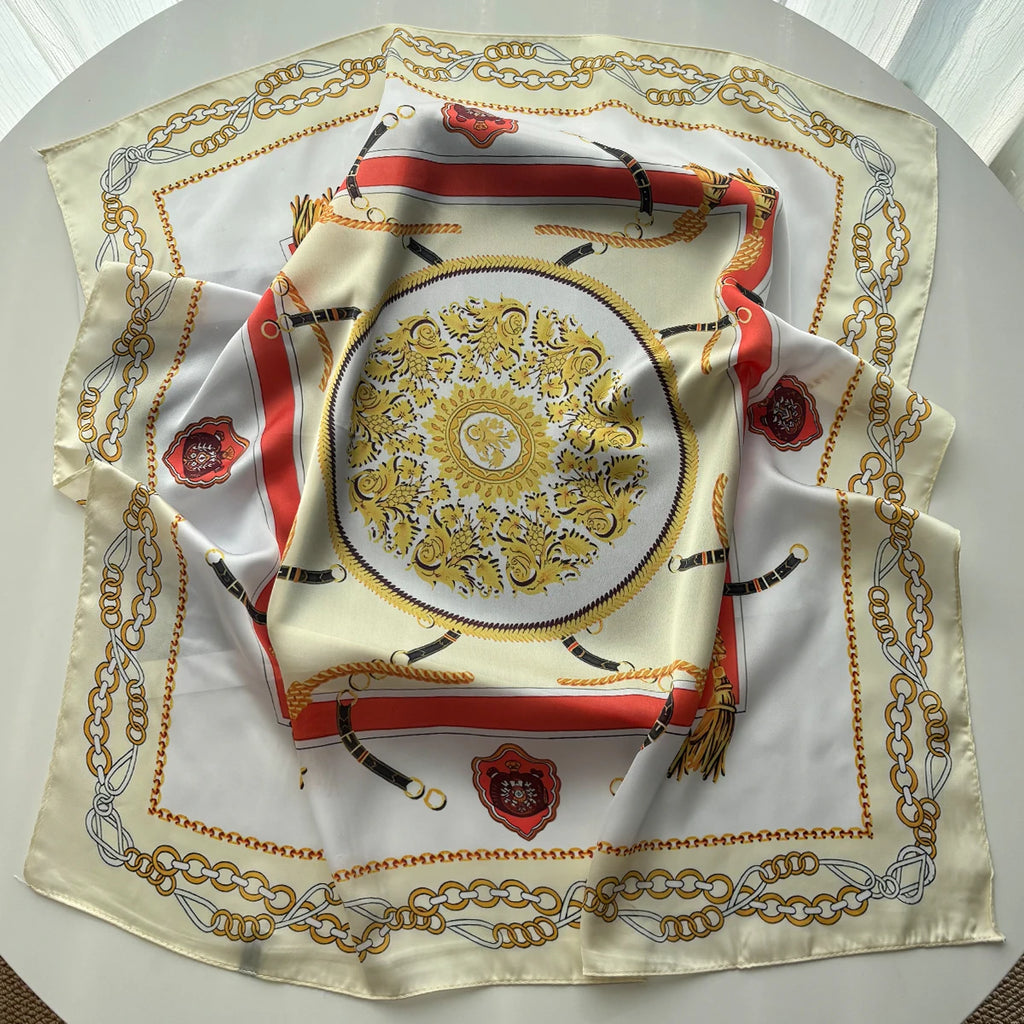 Chain Print Square Hijab Scarf