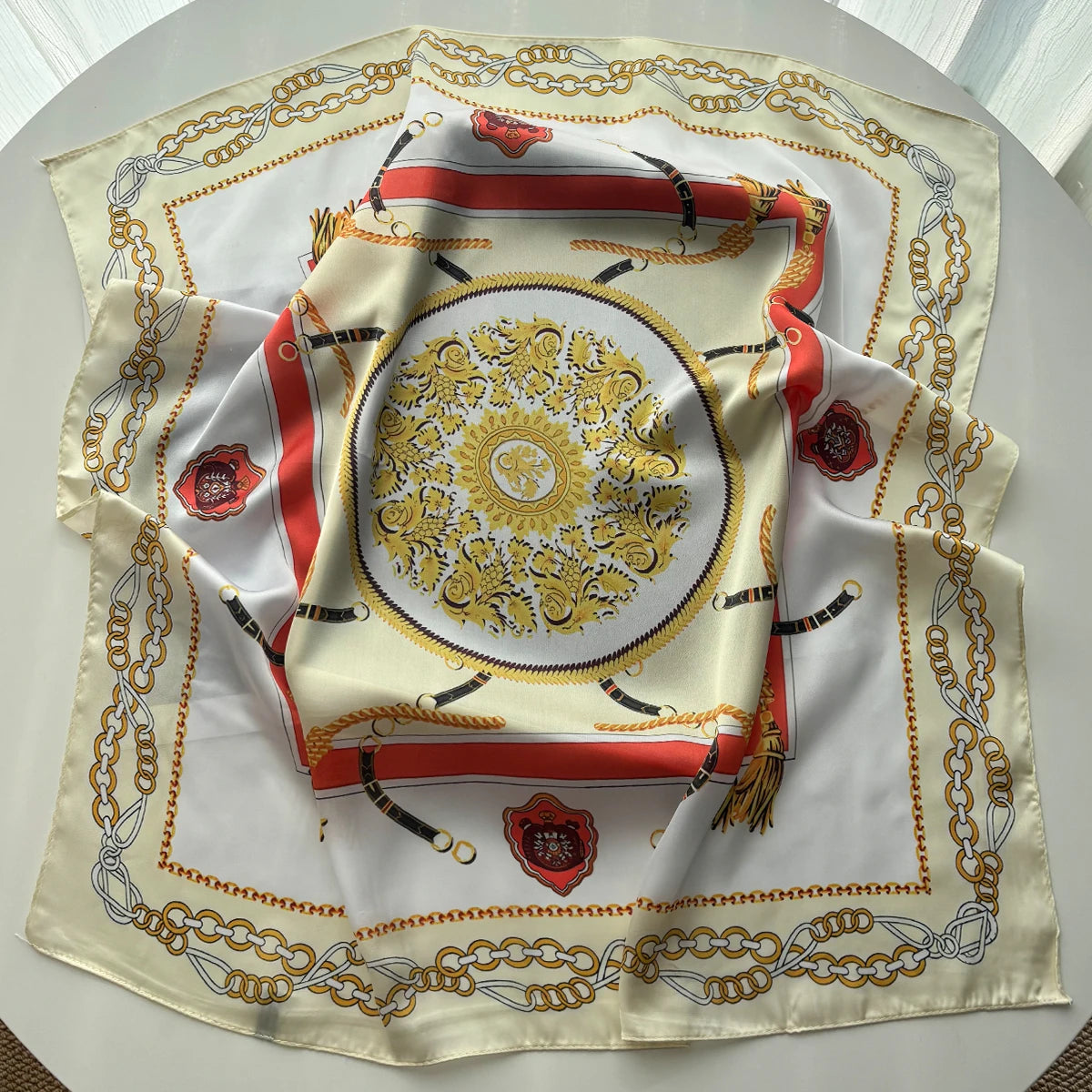 Chain Print Square Hijab Scarf
