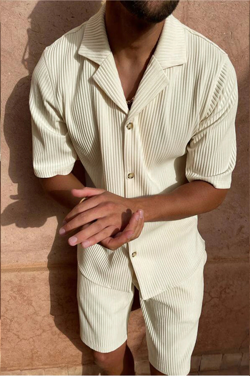 Corduroy Shirt Shorts Beach Set