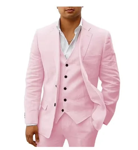 Linen Three-Piece Beach Wedding Tuxedo