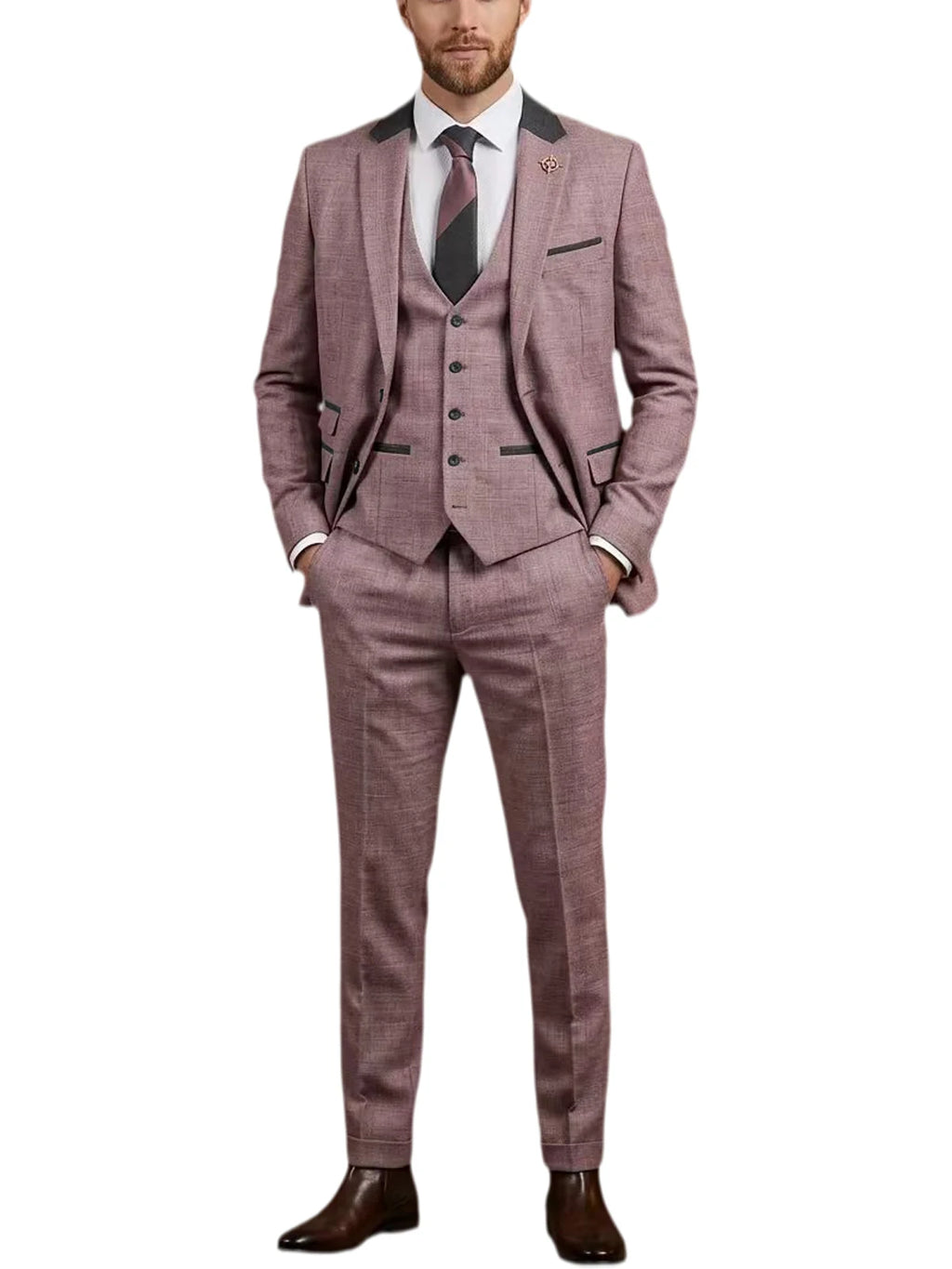 Linen Three-Piece Notch-Lapel Suit