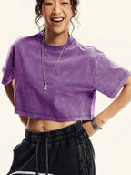 Knit Solid Crew Neck True-To-Size Fit Crop Top