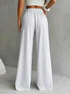 Solid Wide-Leg Ankle Pants