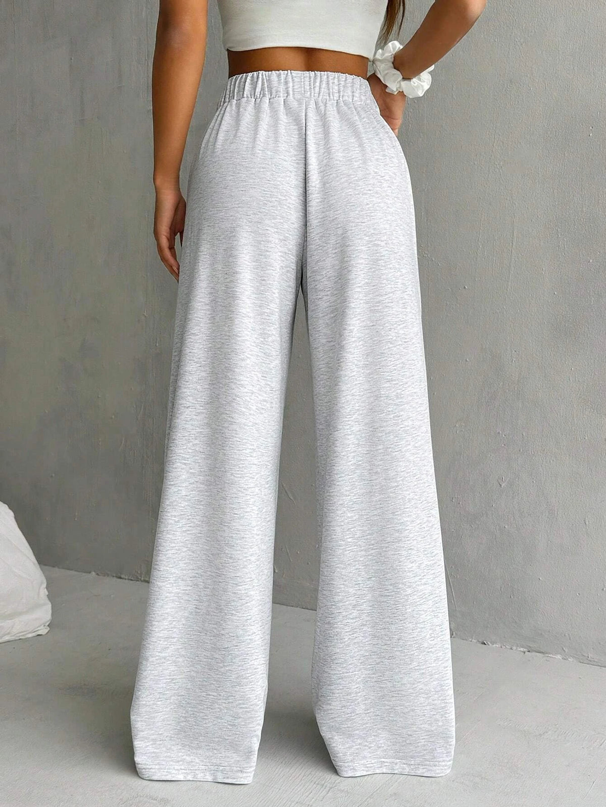 Solid Wide-Leg Ankle Pants