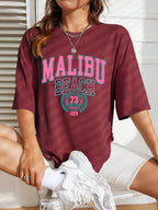 Malibu Beach Letter Print T-Shirt