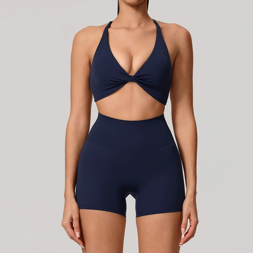 Nylon Solid Long Sleeve Two-Piece Yoga Set