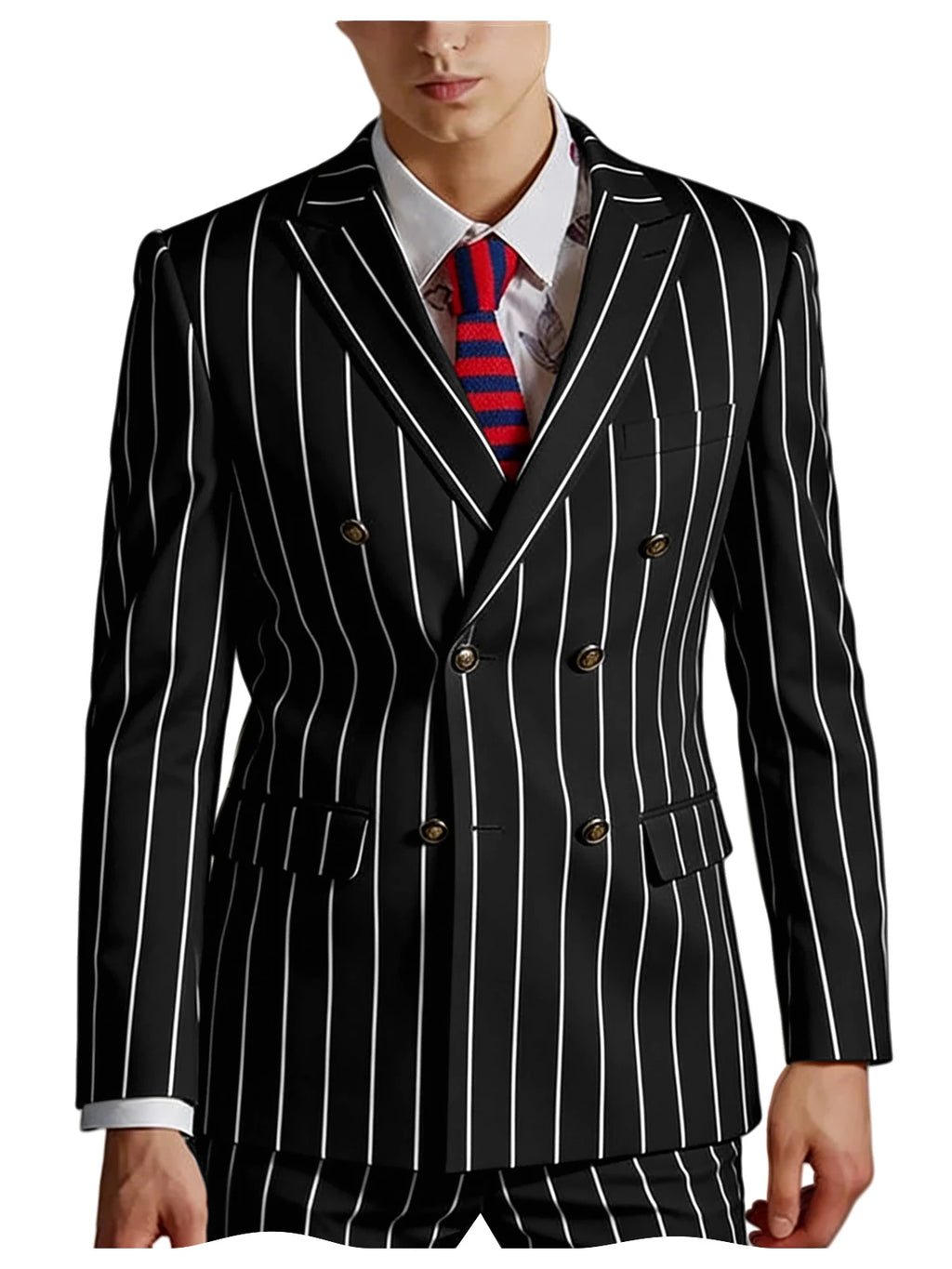 Pinstripe Double-Breasted Slim Tuxedo