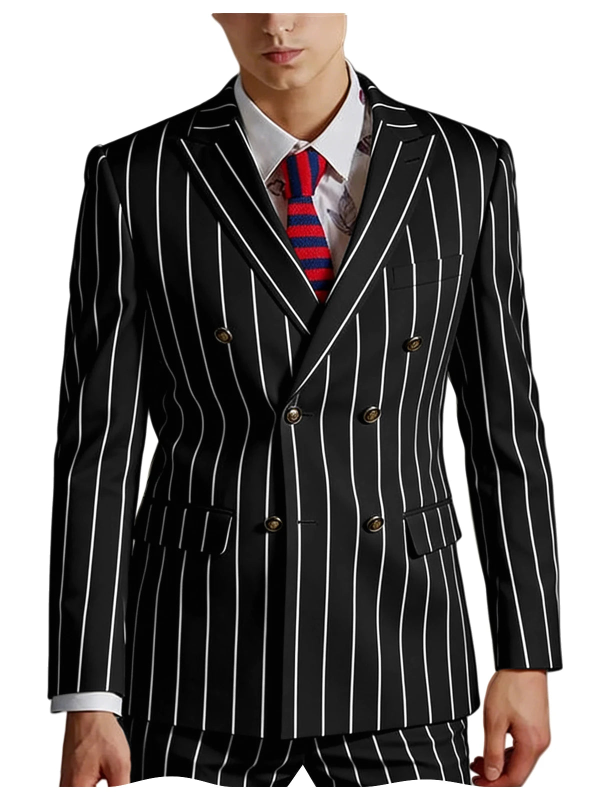 Pinstripe Double-Breasted Slim Tuxedo