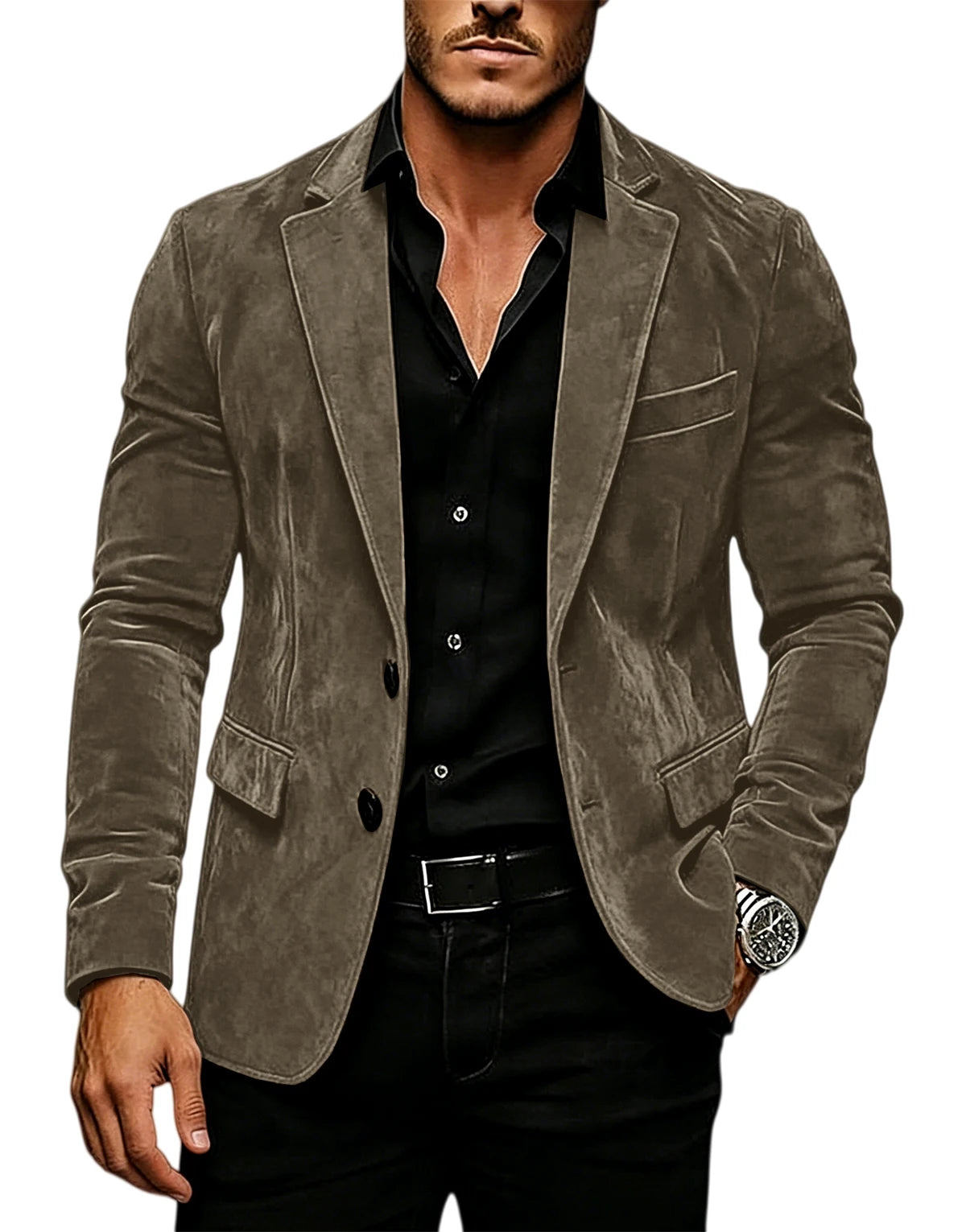 Suede Texture Notch-Lapel Sport Coat