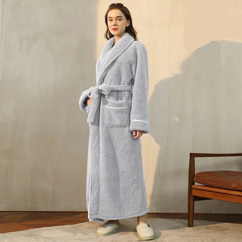 2025 Autumn & Winter Thick Flannel Bathrobe