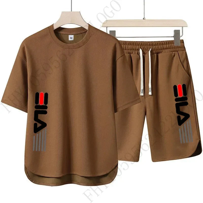 Men’s Summer Printed T-Shirt and Shorts Two-Piece Set