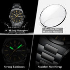 POEDAGAR Silver Steel Quartz Watch